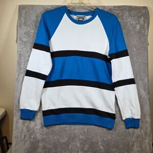 SAW Crewneck Sweatshirt Blue White Black Colorblock Pullover  NWOT Size Large